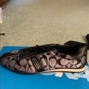 black and silver coach shoes